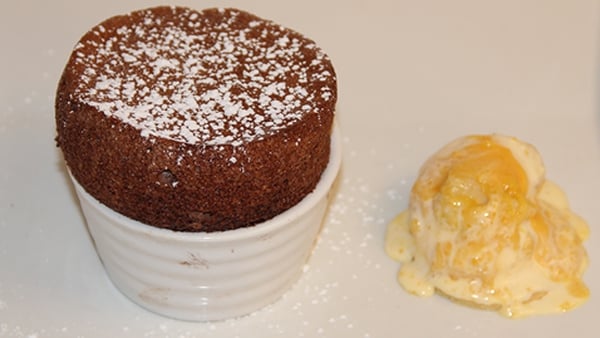 Hot Chocolate Soufflé and Glacé Grand Marnier with Orange Chocolate: The Restaurant