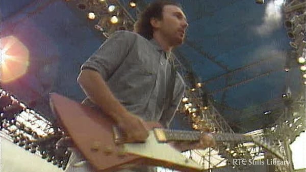 The Edge onstage in Croke Park, 1985
