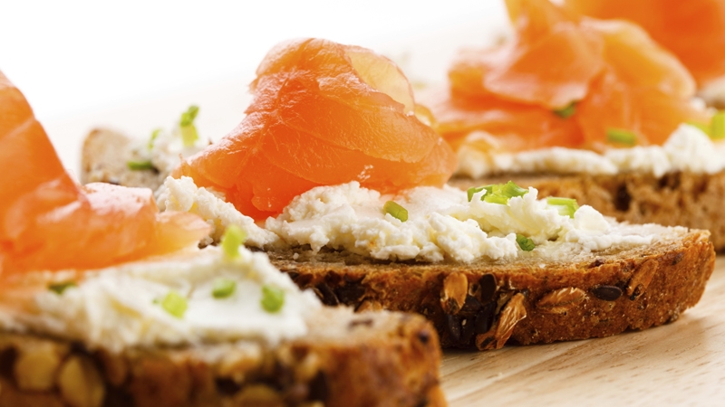 Smoked salmon and cream cheese timbales