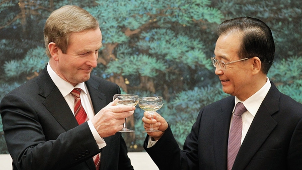 Enda Kenny and Wen Jiabao during the signing ceremony at the Great Hall of the People