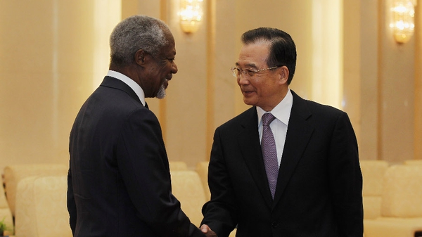 Kofi Annan discussed the Syria crisis with Wen Jiabao in Beijing