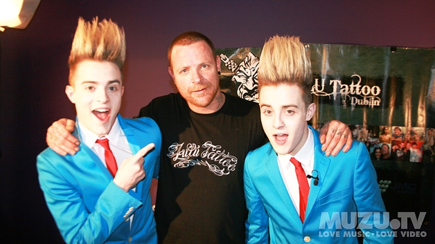 Jedward with tattooist Sean Venter