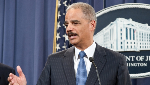 US Attorney General Eric Holder announces an anti-trust lawsuit filed against Apple at the Dept of Justice