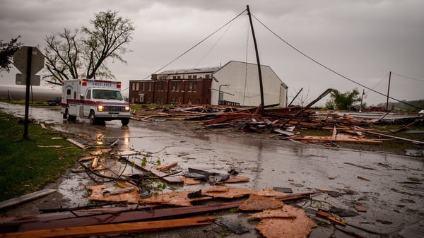 The town of Thurman in Iowa was badly damaged by a tornado