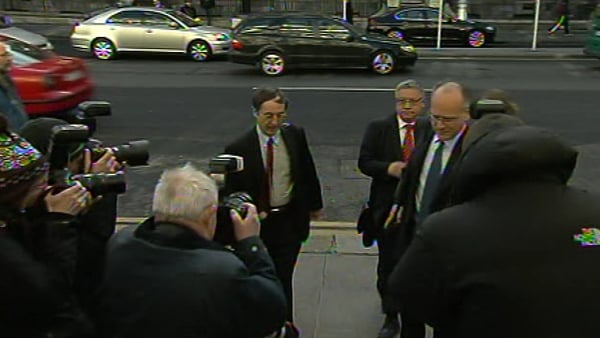 Officials from the EU, ECB and the IMF arrive at the Department of Finance
