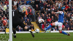 Mauro Formica of Blackburn Rovers scores the opening goal