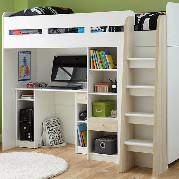 Henry Bunk Bed Frame with Desk, Shelves and Wardrobe from, €439