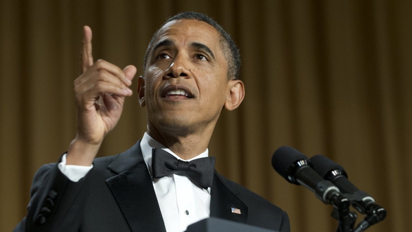 Barack Obama speaks during the White House Correspondents Association Dinner in Washington