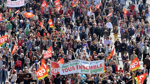 Thousands march in May Day rally in Lyons, France