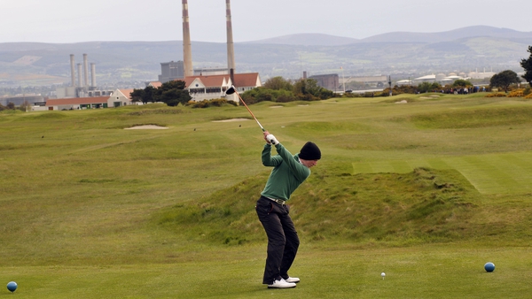 Irish amateur golfer Gavin Moynihan in action. He took a maximum two points on Saturday at the Walker Cup