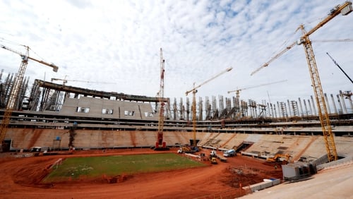 Picture taken in May of Brasilia's National Stadium which is under construction for World Cup 2014