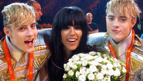 Jedward, with last year's winning act from Sweden, Loreen