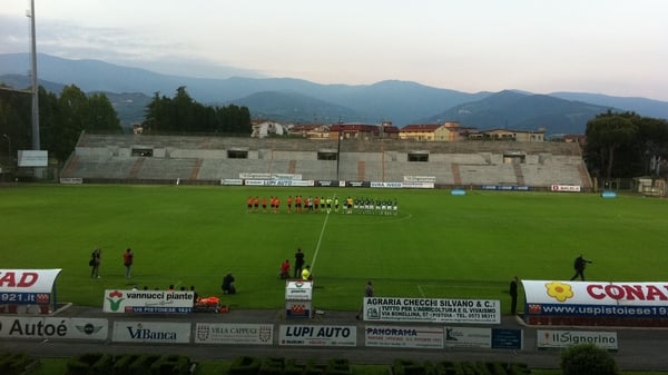 The Republic of Ireland line up against US Pistoiese in the Stadio Marcello Melani