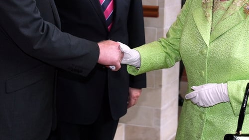 A close-up view of that famous handshake