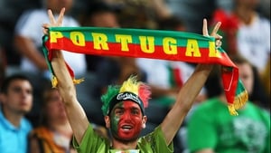 A Portugal fan in high spirits ahead of the game