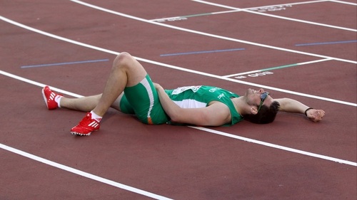 Brian Gregan nurses a groin injury after his 400m final