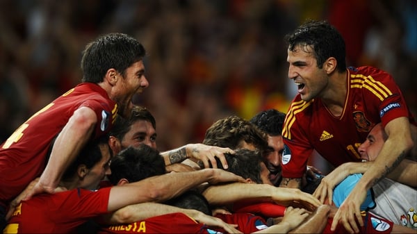 Spain celebrate at the final whistle