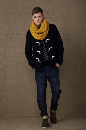 Our favourite look from the lookbook; Snood €6, Duffle Coat €45, Knitted Jumper €15, Roll Up Jeans €21, Boots €16