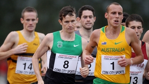 Ciaran O'Lionaird (number 8) finished fifth in the Cork City Sports mile race