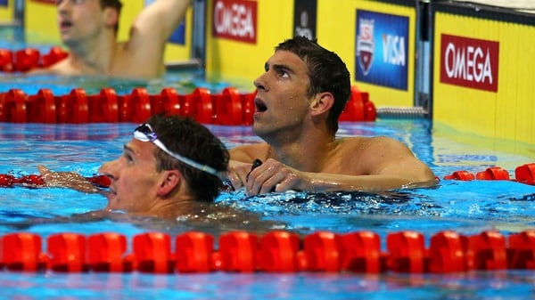 Ryan Lochte (left) and Michael Phelps (right) go head-to-head in the 400m IM on Saturday