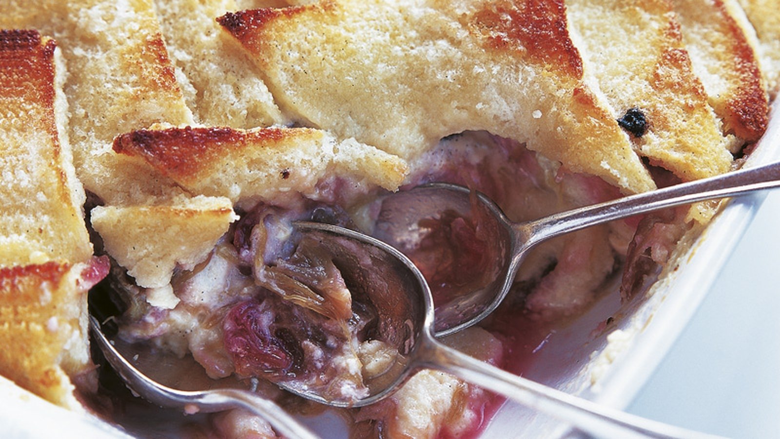 Rhubarb Bread And Butter Pudding