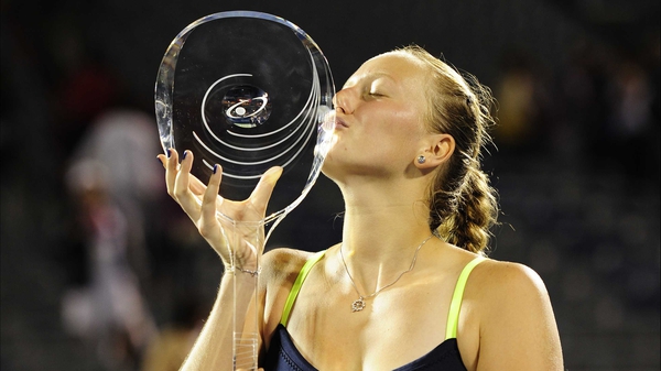 Petra Kvitova kisses the winner's trophy
