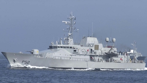 The LÉ Niamh escorted the vessel into Cork