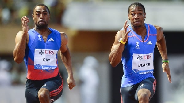 Tyson Gay (left) could not contain Yohan Blake (right) in the 100m