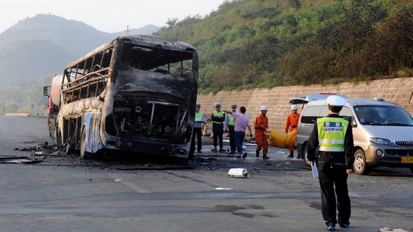 The crash occurred close to a service station on the Baotou-Maoming Expressway
