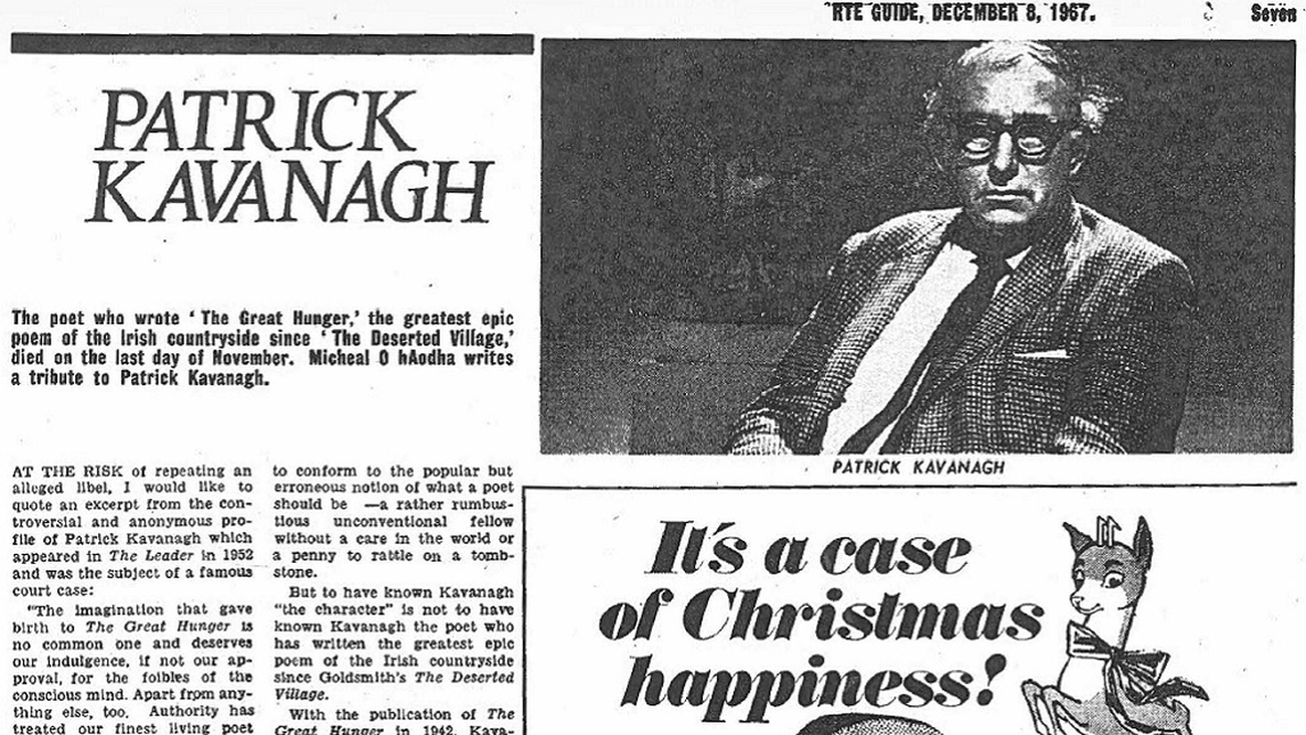 RTÉ Guide, 8 December, 1967, page 7. A Tribute to Patrick Kavanagh.