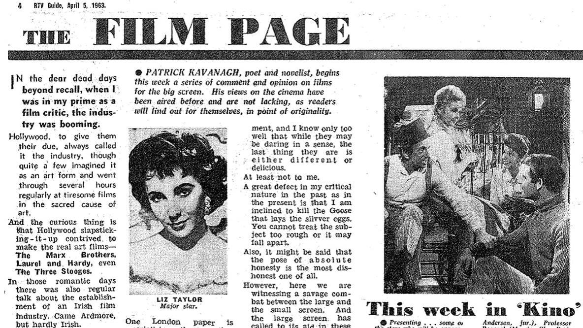 RTV Guide, 5 April, 1963.
Page 4. Patrick Kavanagh's First Film Page in RTV Guide.