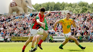 Mayo's Alan Freeman scores his side's opening goal of the game as the Westerners ran out 4-20 to 0-10 winners