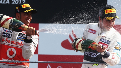 Sergio Perez (r) take Lewis Hamilton's place at McLaren
