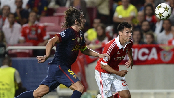 Carles Puyol suffered a dislocated left elbow against Benfica