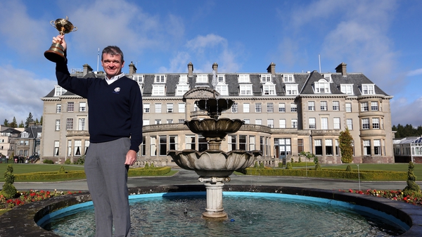 Paul Lawrie during the offical handover of the Ryder Cup to The Gleneagles Hotel