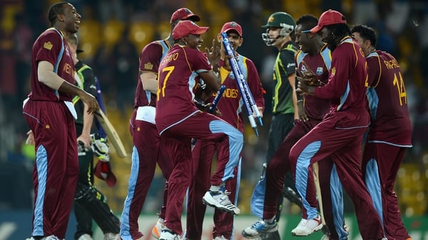 West Indies celebrate their qualificiation for the World Twenty20 final