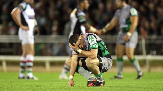 Connacht's Robbie Henshaw show his disappointment at full-time