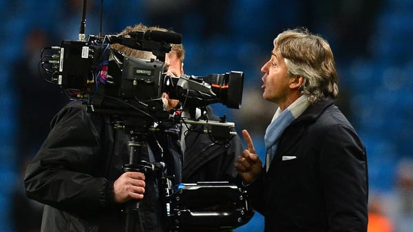 Roberto Mancini had heated exchanges with referee Peter Rasmussen and a cameraman after full-time