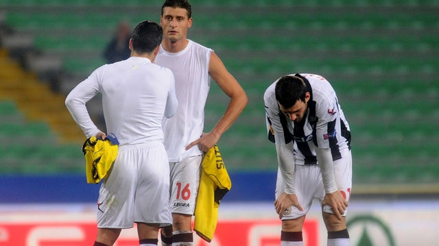 Players of Udinese Calcio show their dejection