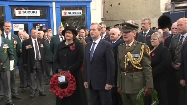 Enda Kenny attends an event in Enniskillen on the 25th anniversary of the IRA bombing