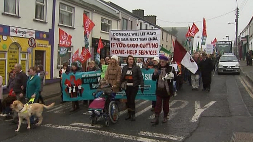 Protesters marched on the constituency office of Enda Kenny