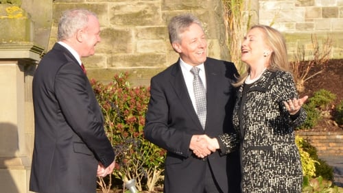 Hillary Clinton met Northern Ireland First Minister Peter Robinson and Deputy First Minister Martin McGuinness