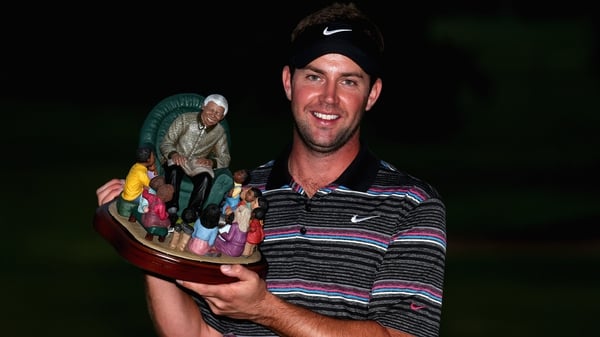 Scott Jamieson with one of the most unusual looking European Tour trophies in Durban