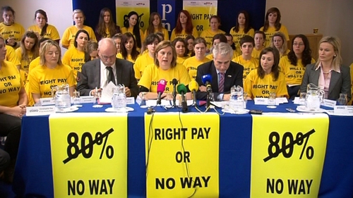 There is opposition from several nurses' groups about pay conditions for incoming graduates