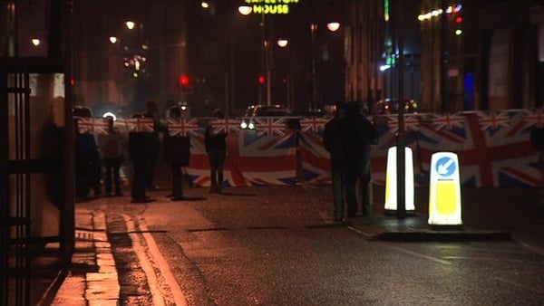 It is the 19th day of protests over the flying of the union flag at Belfast City Hall