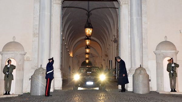 Mario Monti leaving the Quirinal Palace after handing in his resignation to President Giorgio Napolitano last night