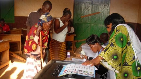 People vote in 2011 at a polling station in Bangui, where rebels are headed