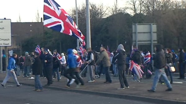 Loyalists returning from a demonstration in the city centre clashed with Nationalists in the Short Strand area