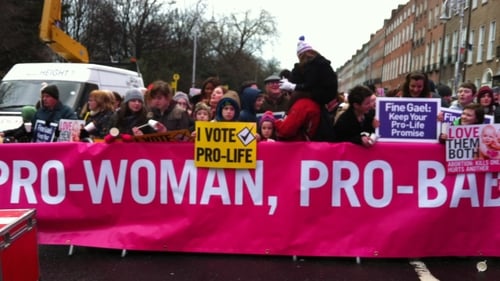 Crowds demonstrated in Dublin to highlight their opposition to abortion law changes