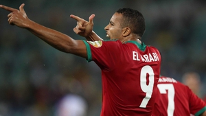Youssef el Arabi of Morocco celebrates his goal